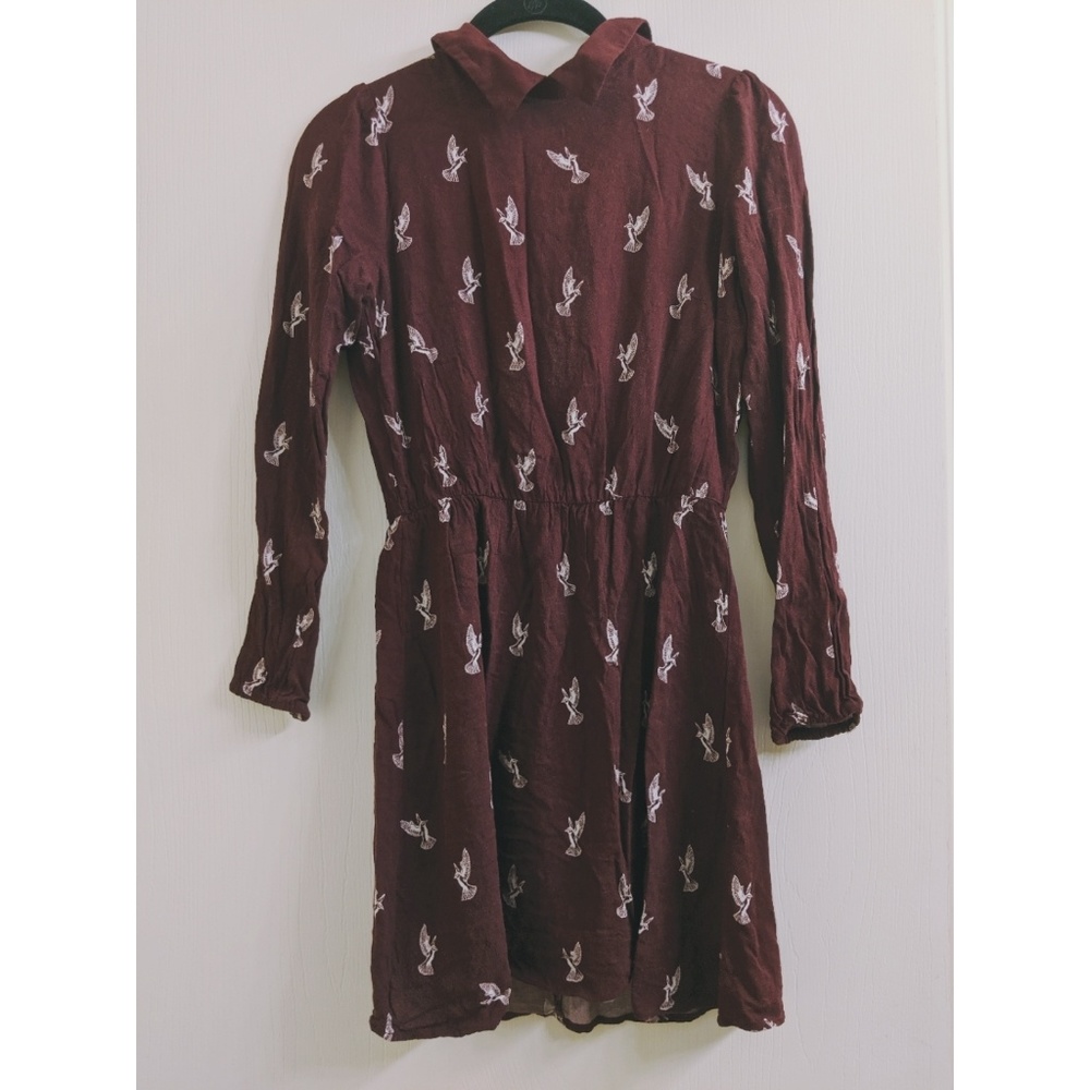 Divided H&M Maroon with White Bird Women's Dress